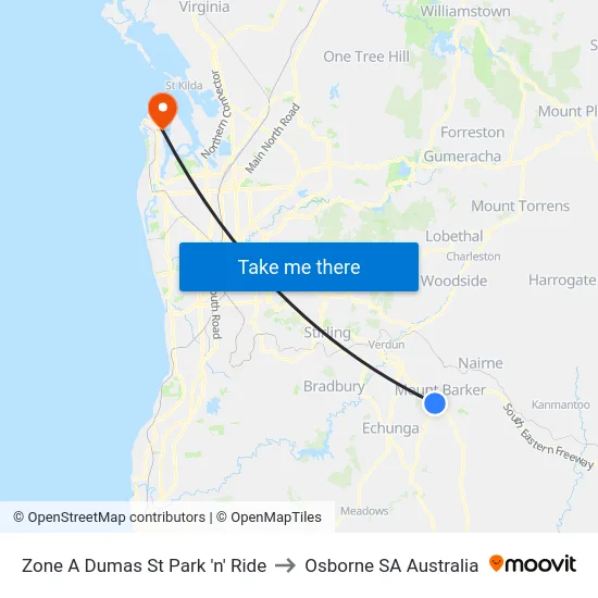Zone A Dumas St Park 'n' Ride to Osborne SA Australia map