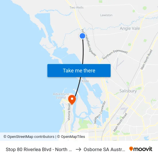 Stop 80 Riverlea Blvd - North side to Osborne SA Australia map
