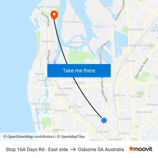 Stop 16A Days Rd - East side to Osborne SA Australia map