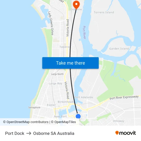 Port Dock to Osborne SA Australia map