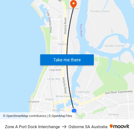 Zone A Port Dock Interchange to Osborne SA Australia map