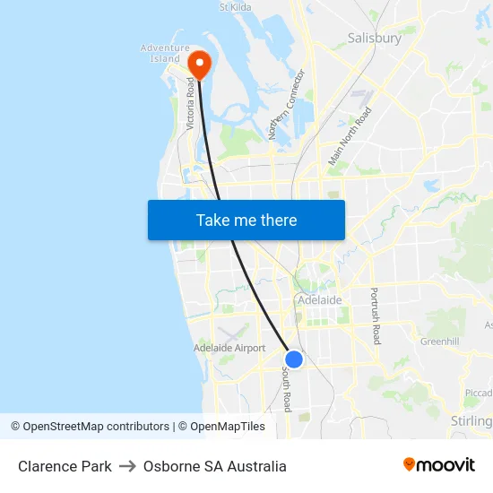 Clarence Park to Osborne SA Australia map