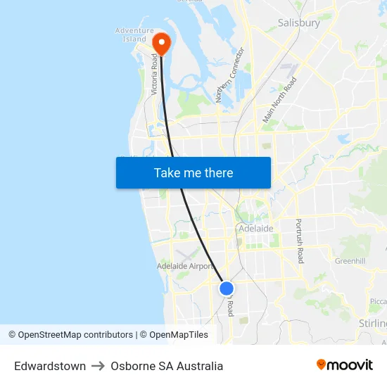 Edwardstown to Osborne SA Australia map