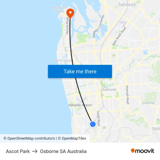 Ascot Park to Osborne SA Australia map