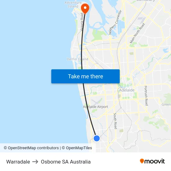 Warradale to Osborne SA Australia map