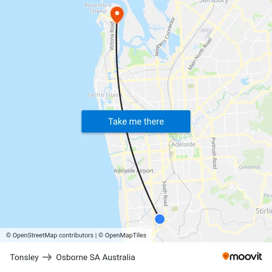 Tonsley to Osborne SA Australia map