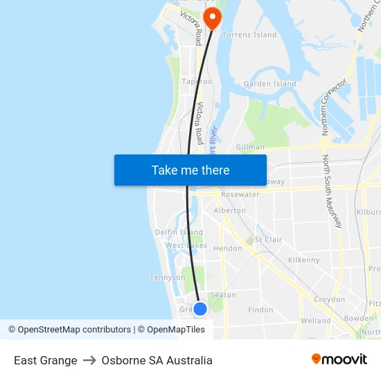 East Grange to Osborne SA Australia map