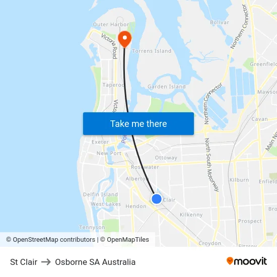 St Clair to Osborne SA Australia map