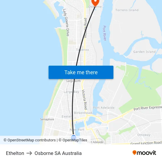 Ethelton to Osborne SA Australia map