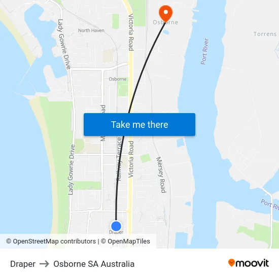 Draper to Osborne SA Australia map