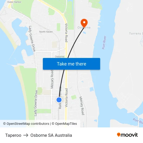 Taperoo to Osborne SA Australia map