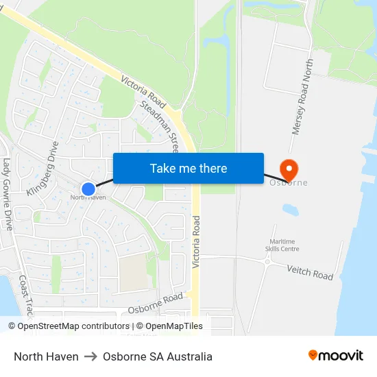 North Haven to Osborne SA Australia map