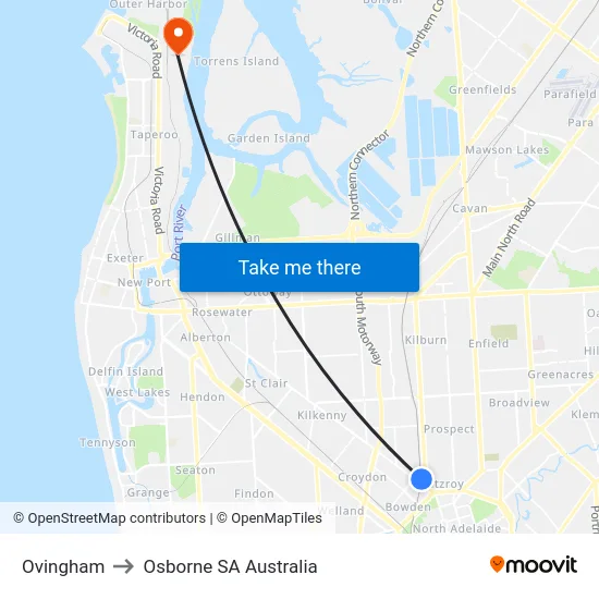Ovingham to Osborne SA Australia map
