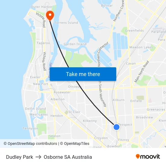Dudley Park to Osborne SA Australia map
