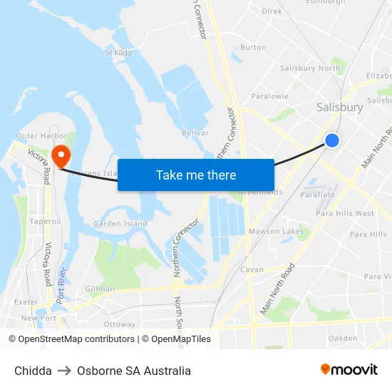 Chidda to Osborne SA Australia map