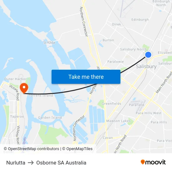 Nurlutta to Osborne SA Australia map