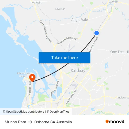 Munno Para to Osborne SA Australia map