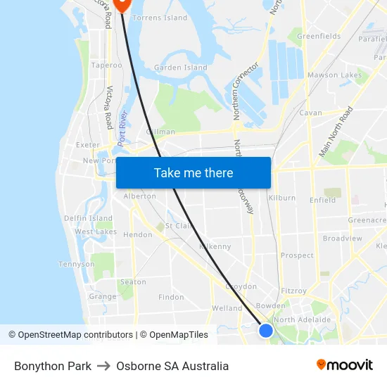 Bonython Park to Osborne SA Australia map
