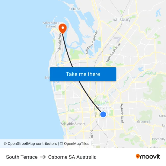 South Terrace to Osborne SA Australia map