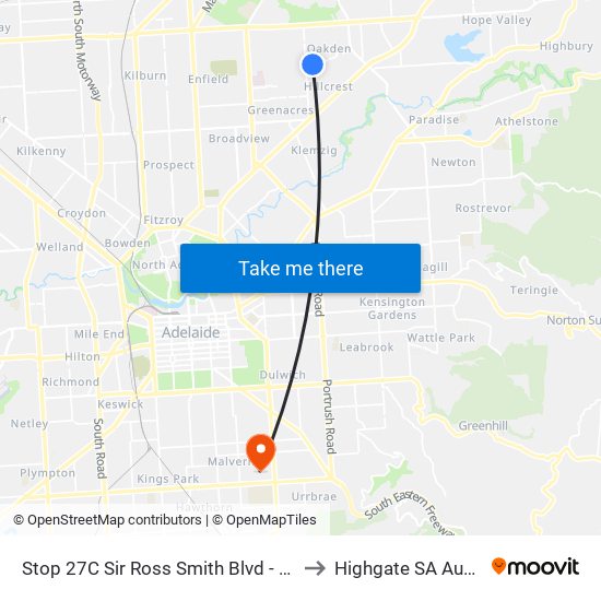 Stop 27C Sir Ross Smith Blvd - East side to Highgate SA Australia map