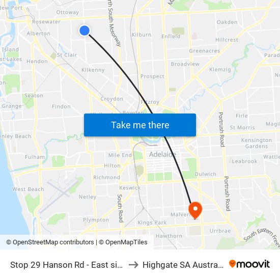 Stop 29 Hanson Rd - East side to Highgate SA Australia map