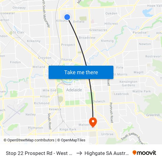 Stop 22 Prospect Rd - West side to Highgate SA Australia map