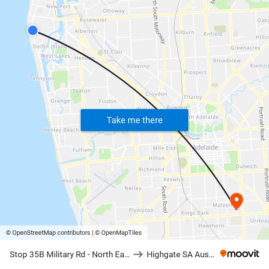 Stop 35B Military Rd - North East side to Highgate SA Australia map
