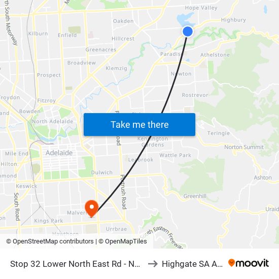 Stop 32 Lower North East Rd - North West side to Highgate SA Australia map