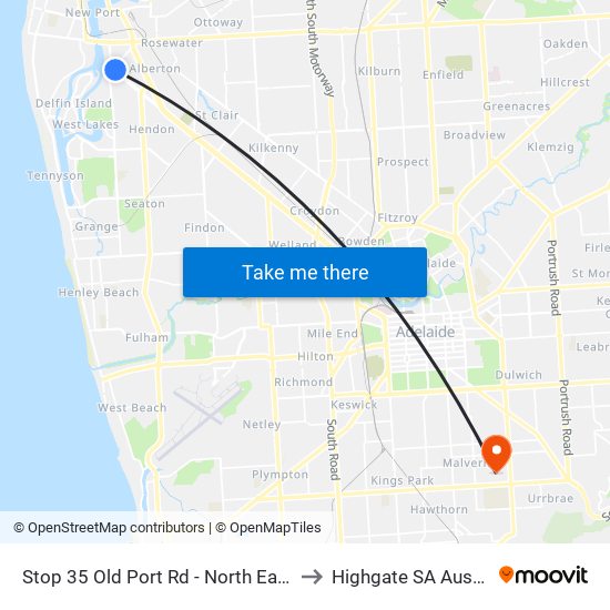 Stop 35 Old Port Rd - North East side to Highgate SA Australia map