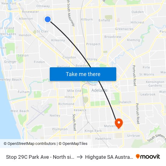 Stop 29C Park Ave - North side to Highgate SA Australia map