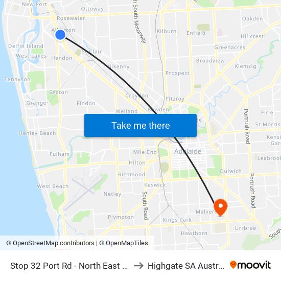 Stop 32 Port Rd - North East side to Highgate SA Australia map