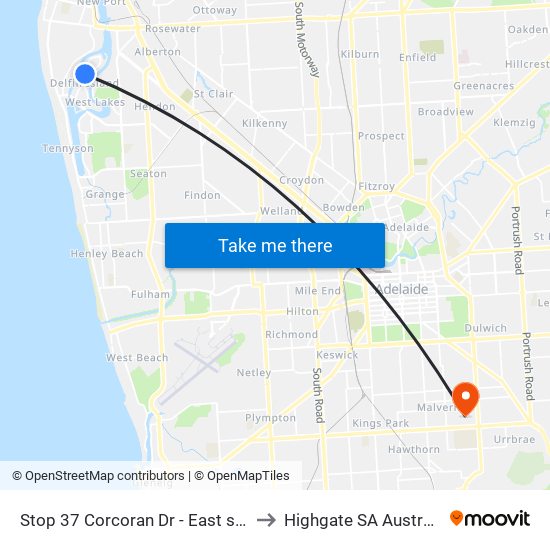 Stop 37 Corcoran Dr - East side to Highgate SA Australia map