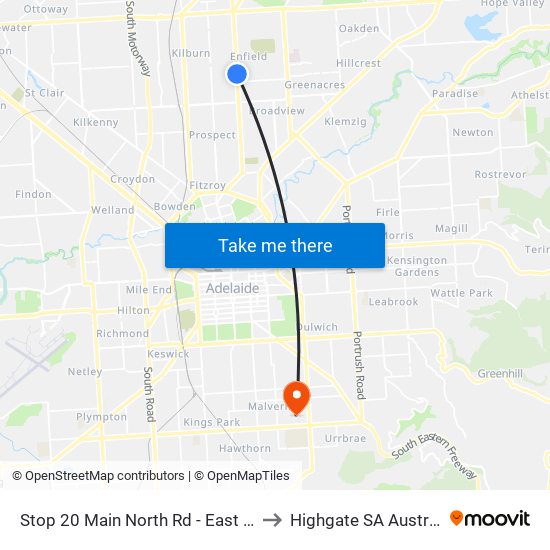 Stop 20 Main North Rd - East side to Highgate SA Australia map