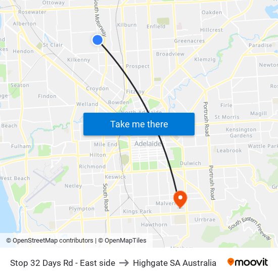 Stop 32 Days Rd - East side to Highgate SA Australia map