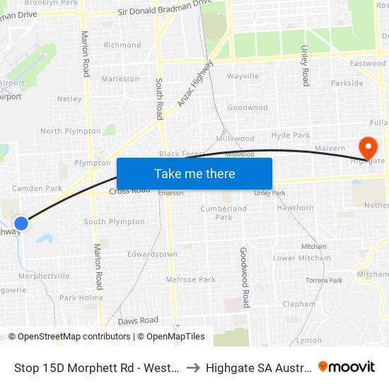 Stop 15D Morphett Rd - West side to Highgate SA Australia map