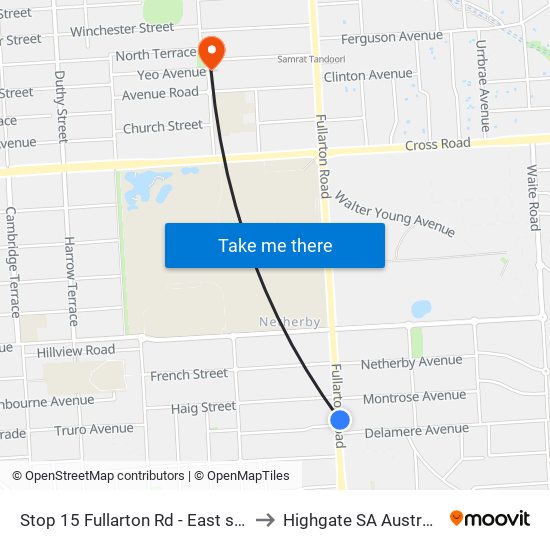 Stop 15 Fullarton Rd - East side to Highgate SA Australia map