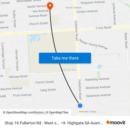 Stop 16 Fullarton Rd - West side to Highgate SA Australia map