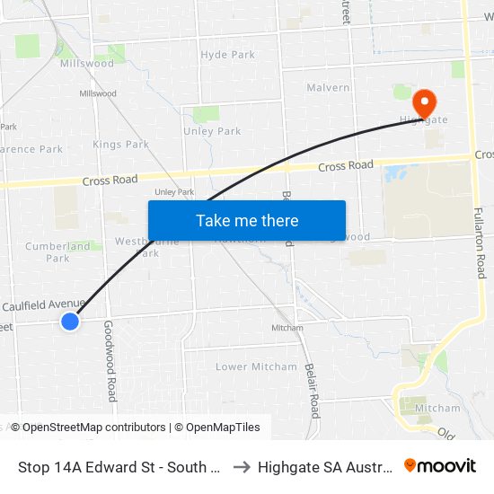 Stop 14A Edward St - South side to Highgate SA Australia map