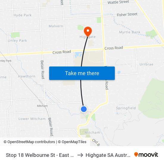Stop 18 Welbourne St - East side to Highgate SA Australia map