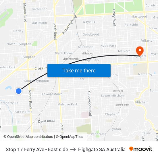 Stop 17 Ferry Ave - East side to Highgate SA Australia map