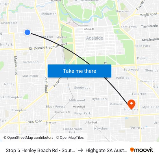 Stop 6 Henley Beach Rd - South side to Highgate SA Australia map