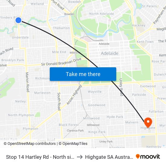 Stop 14 Hartley Rd - North side to Highgate SA Australia map