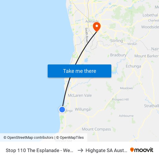 Stop 110 The Esplanade - West side to Highgate SA Australia map