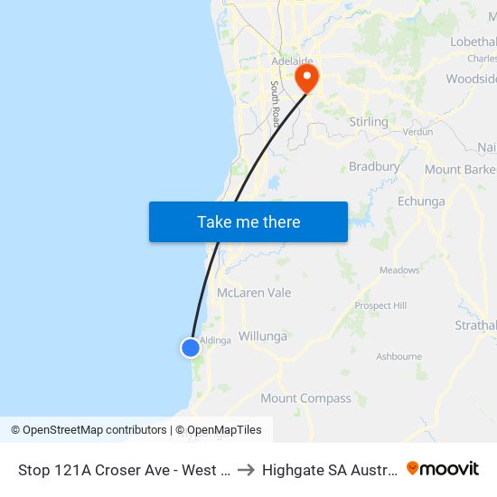 Stop 121A Croser Ave - West side to Highgate SA Australia map