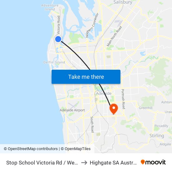 Stop School Victoria Rd / Weir St to Highgate SA Australia map