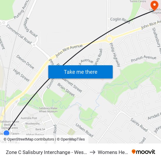 Zone C Salisbury Interchange - West Side to Womens Health map