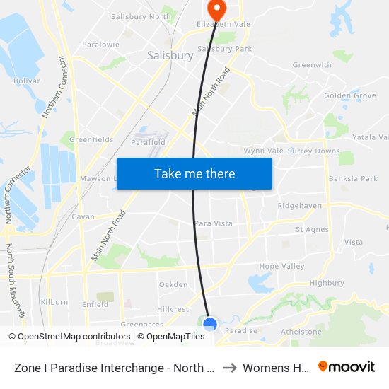 Zone I Paradise Interchange - North West side to Womens Health map