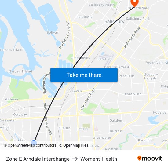Zone E Arndale Interchange to Womens Health map