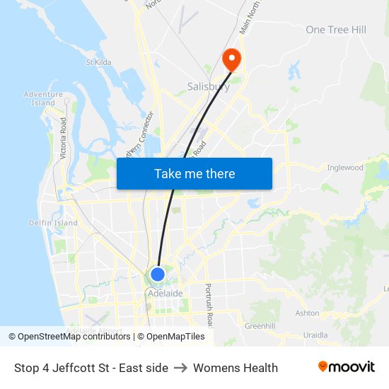 Stop 4 Jeffcott St - East side to Womens Health map
