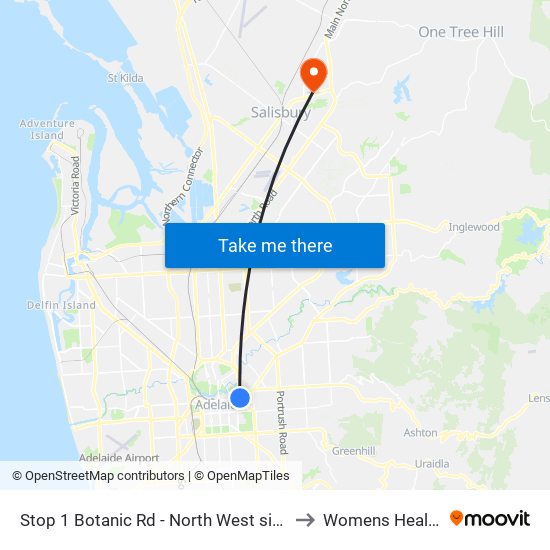Stop 1 Botanic Rd - North West side to Womens Health map